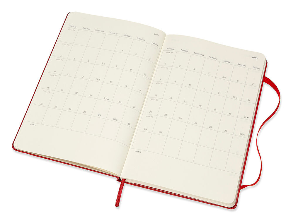 Еженедельник Moleskine ACADEMIC WKNT Large 130х210мм датир.18мес 208стр. красный