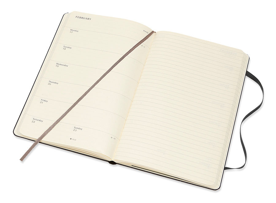 Еженедельник Moleskine ACADEMIC WKNT Large 130х210мм датир.18мес 208стр. черный