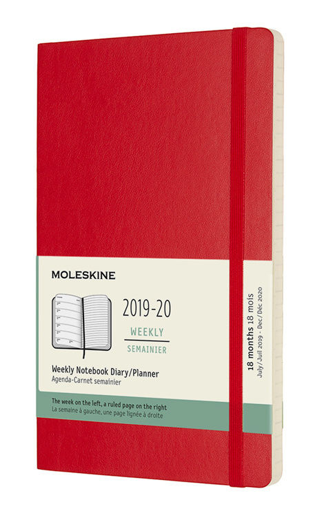 Еженедельник Moleskine ACADEMIC WKNT Large 130х210мм датир.18мес 208стр. мягкая обложка красный