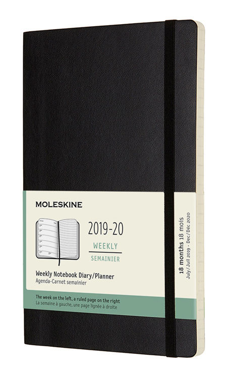 Еженедельник Moleskine ACADEMIC SOFT WKNT Large 130х210мм датир.18мес 208стр. мягкая обложка черный