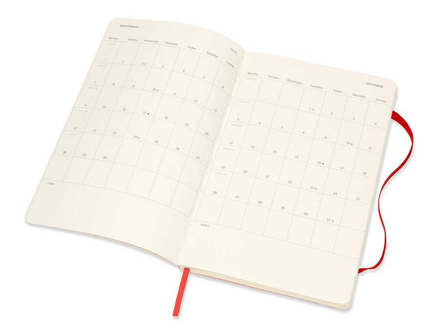 Еженедельник Moleskine ACADEMIC WKNT Large 130х210мм датир.18мес 208стр. мягкая обложка красный