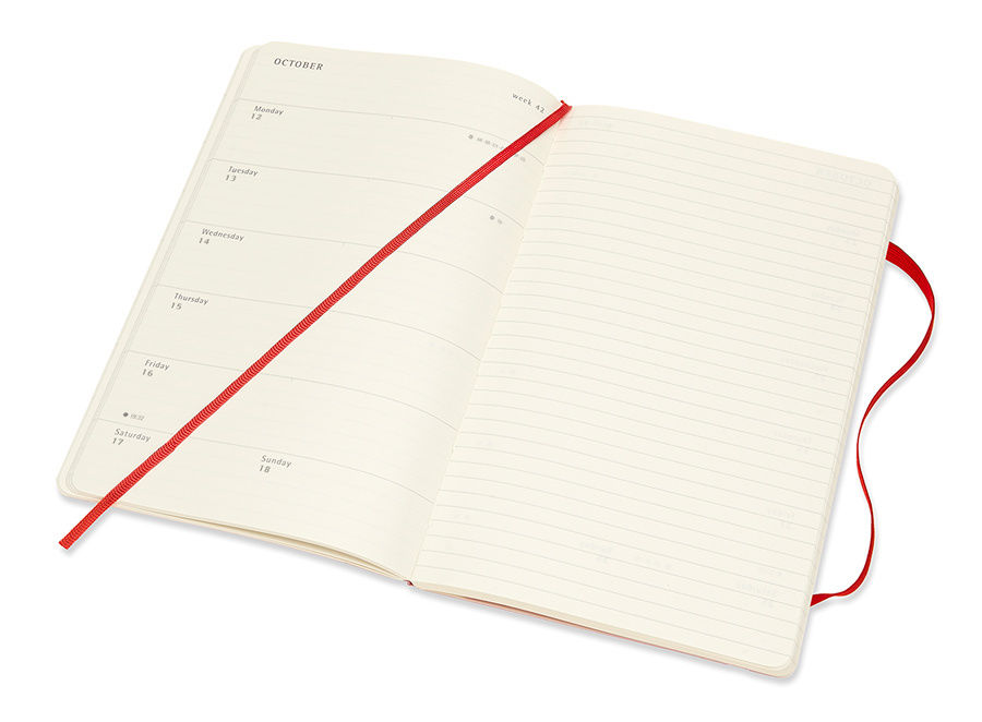 Еженедельник Moleskine ACADEMIC WKNT Large 130х210мм датир.18мес 208стр. мягкая обложка красный