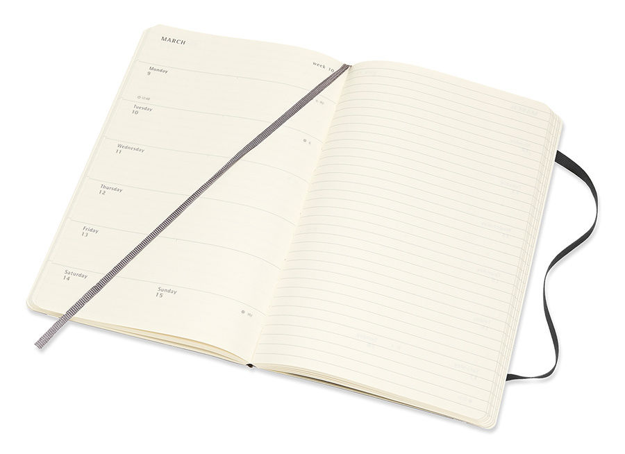 Еженедельник Moleskine ACADEMIC SOFT WKNT Large 130х210мм датир.18мес 208стр. мягкая обложка черный