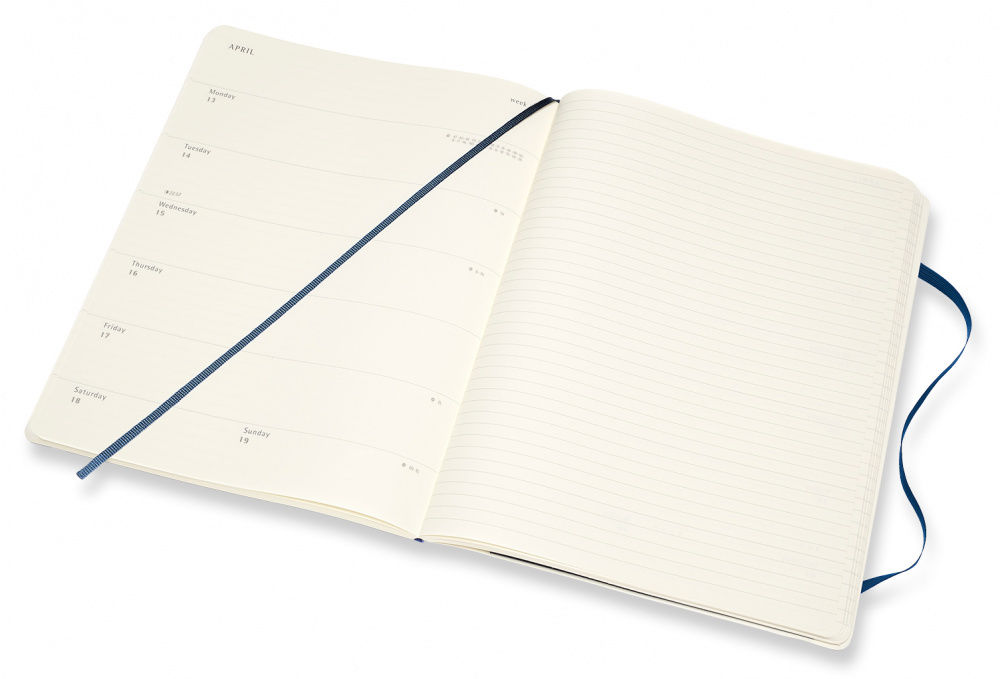 Еженедельник Moleskine CLASSIC SOFT WKNT XL 190х250мм 144стр. мягкая обложка синий сапфир